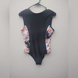 Elegant Black Floral Women's One-Piece Swimsuit